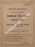 Working Time Table of Freight Trains - Section H - Cudworth, Leeds and Skipton and branches - 6 October 1969 to 3 May 1970 by British Railways Eastern Region